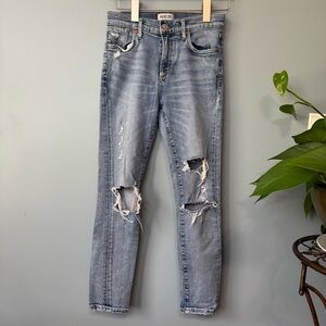 Agolde Distressed Mid Rise Skinny Ankle Jeans. Women’s Size 25 (actual 24x25)